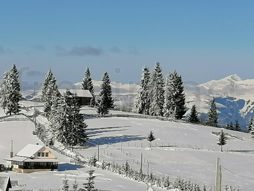 Paisaje de invierno en los Cárpatos de Rumanía