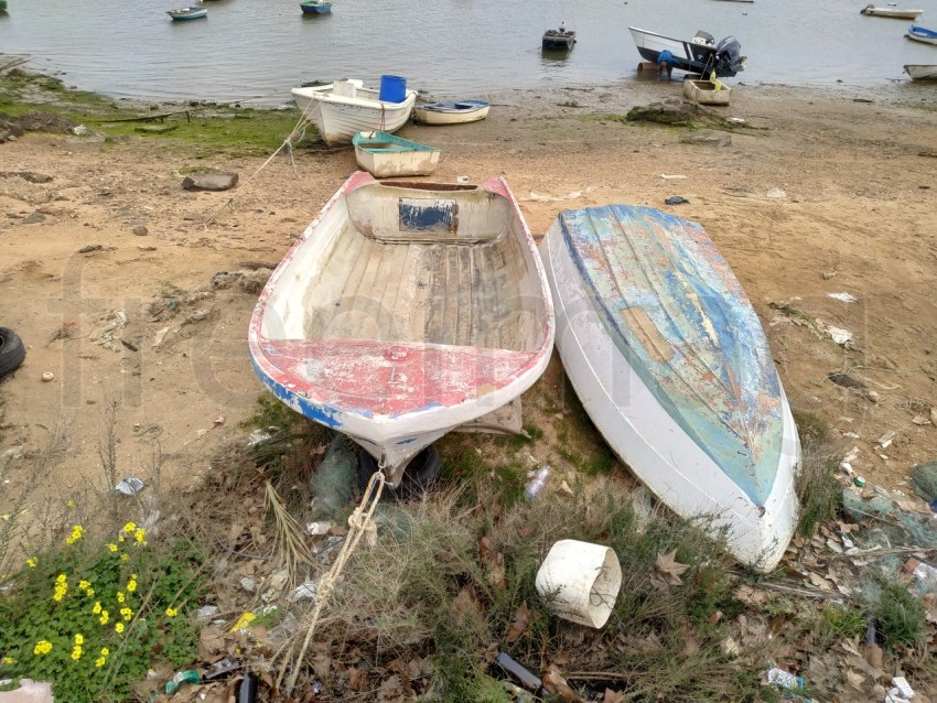 Barcos en la orilla en Isla Cristina