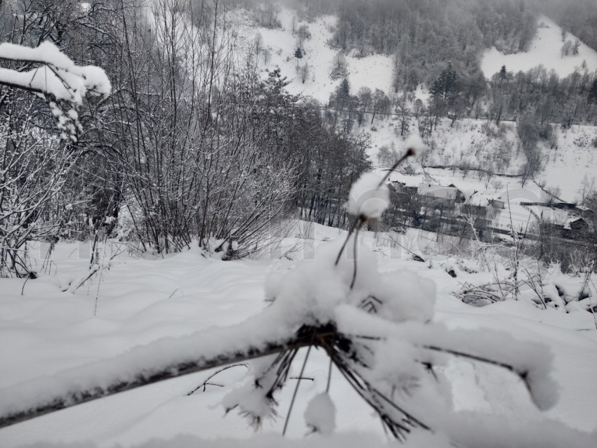 Paisaje de invierno en las zonas rurales de la región de Transilvania, Rumania,