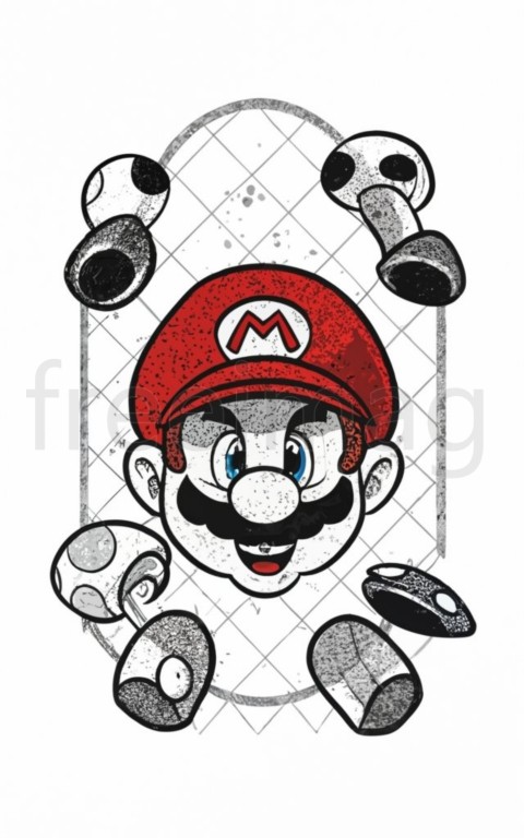 Super Mario  Salpicaduras de acuarela en un estilo de arte digital