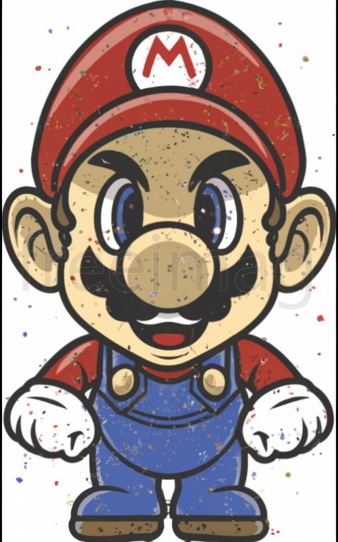 Super Mario  Salpicaduras de acuarela en un estilo de arte digital