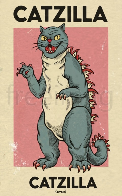 Catzilla vintage essential t shirt illustration