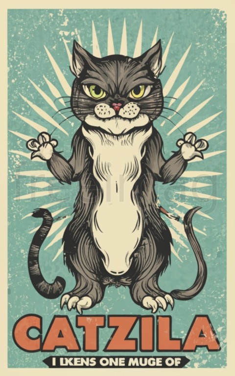 Catzilla vintage essential t shirt illustration