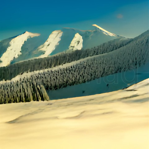 Paisaje de invierno montañas y arboles