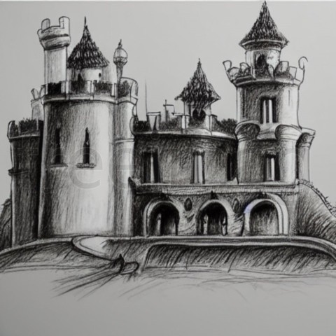 Dibujo Castillo blanco negro Fantasía