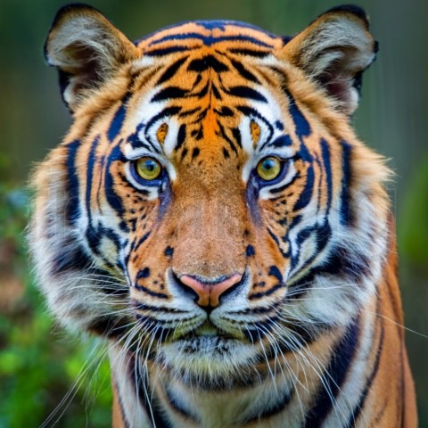 Foto primer rostro de tigre de bengala. Generado IA