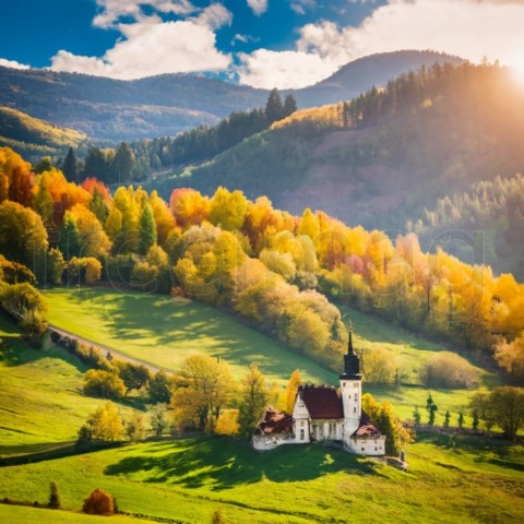 Paisaje otoñal en Transilvania, Rumania   Generado IA