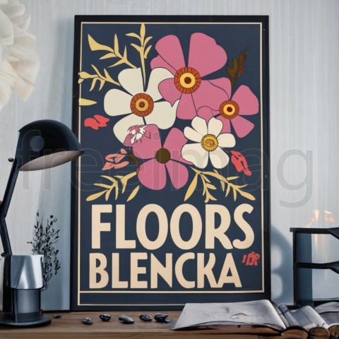 Poster flores rosas y blancas