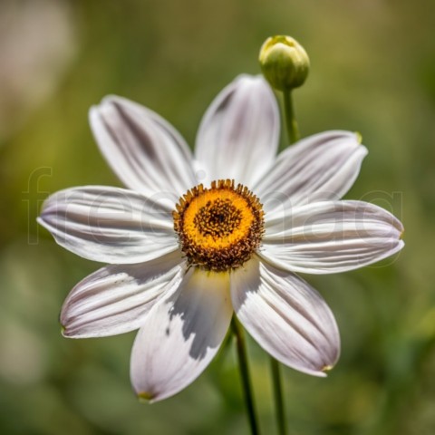 Primer plano flor blanca fondo verde