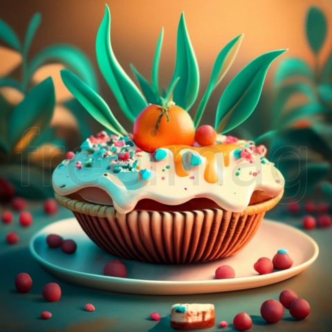 Foto de un postre colorido  Imagen 3D