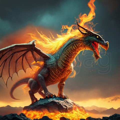 El dragón de Beowulf vomita fuego