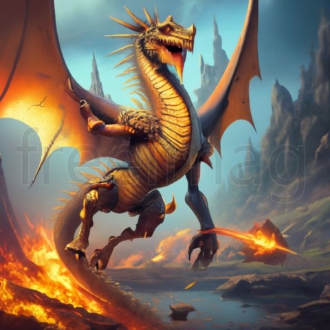 El dragón de Beowulf vomita fuego