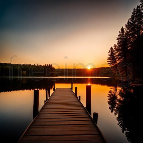 Imagen de Amanecer, Embarcadero y Lago