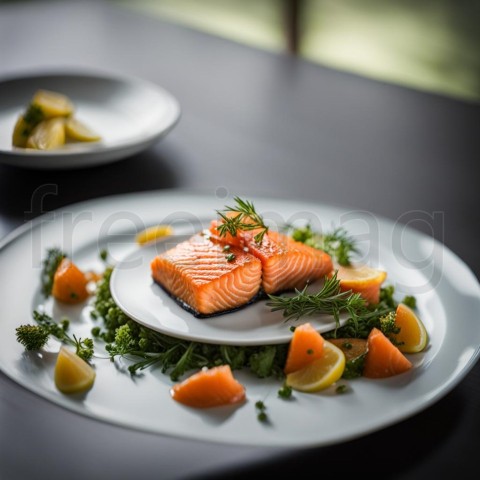 Imagen de plato Salmón, Pez y  verdura