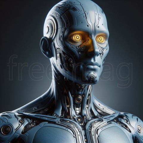 Cuerpo masculino de cuerpo entero fotorrealista, anatómica y físicamente correcto de un futuro cyborg