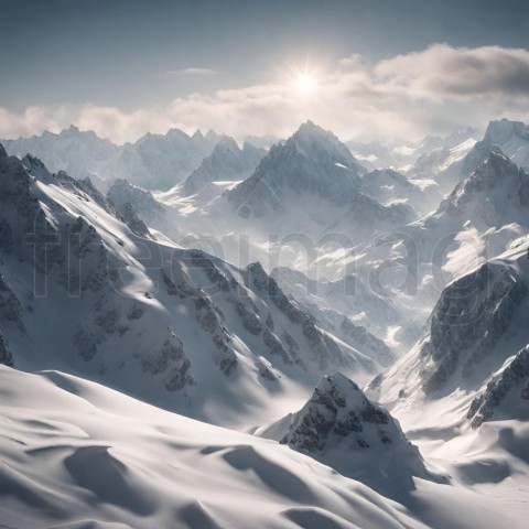 Una cordillera preciosa y cubierta de nieve en un estilo cinematográfico profesional con luz natural