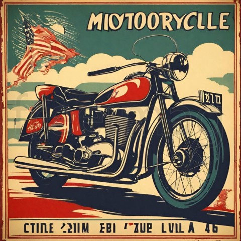 Cartel vintage de una motocicleta