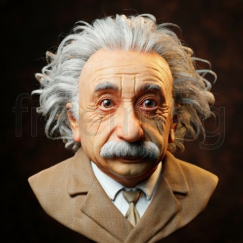 Albert Einstein, fotografía de retrato IA Arte Impresión 3D