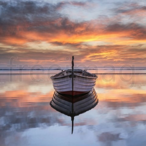 Imagen de Bote, Mar y Amanecer