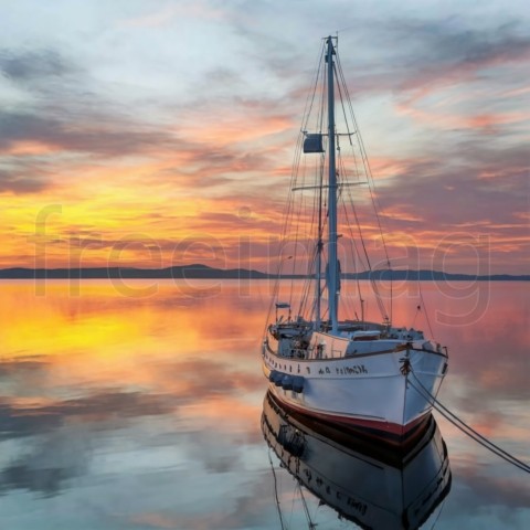 Imagen de Bote, Mar y Amanecer