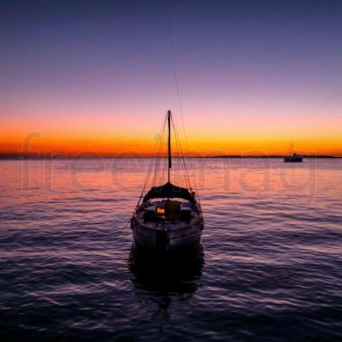 Imagen de Bote, Mar y Amanecer