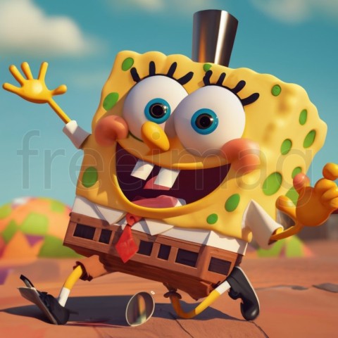 Patricio y bob esponja, IA Arte Impresión 3D vibrante