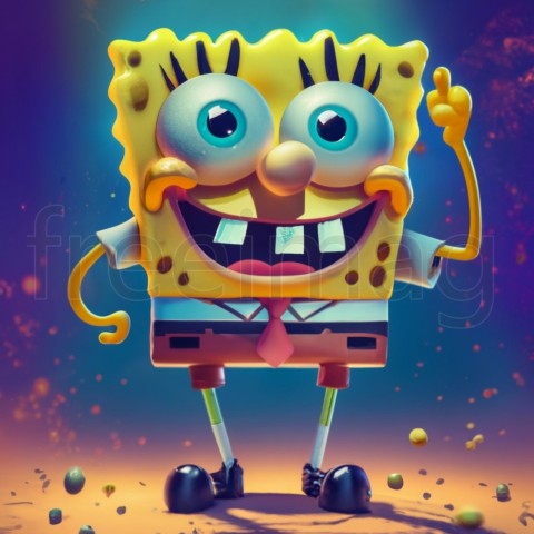 Bob esponja, IA Arte Impresión 3D vibrante (8)