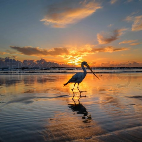 Atardecer la orilla del mar, fotografía de vida silvestre