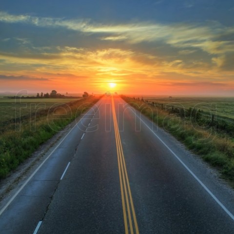 Fondo De Foto de largo Camino Al Atardecer