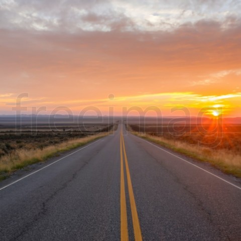 Fondo De Foto de largo Camino Al Atardecer