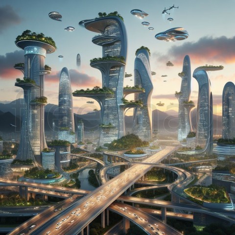 Paisaje ciudad futurista