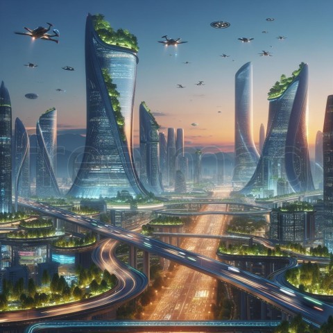 Paisaje ciudad futurista