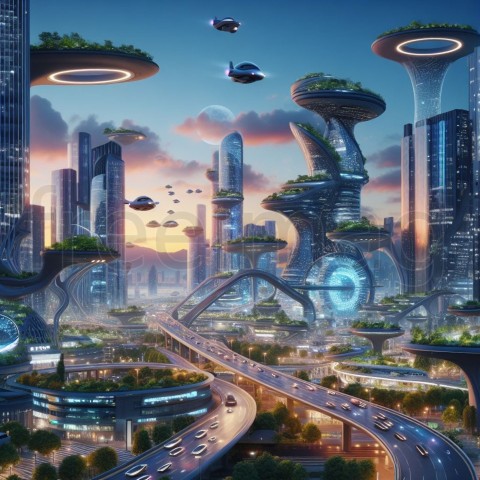 Paisaje ciudad futurista