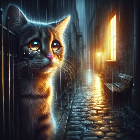 Imagen de un gato triste