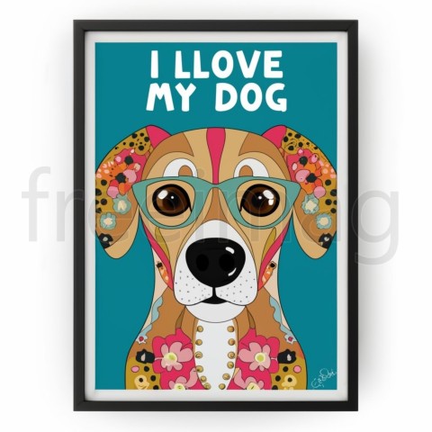 I LOVE MY DOG,, poster, vibrant