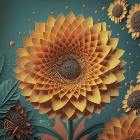 Imagen Girasol de papel 3D