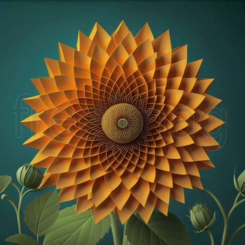 Imagen Girasol de papel 3D