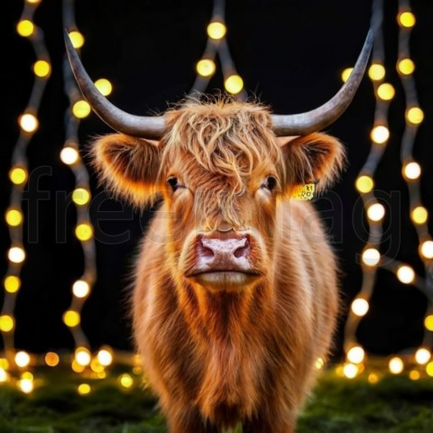 Luces navideñas de vaca Highland bebé