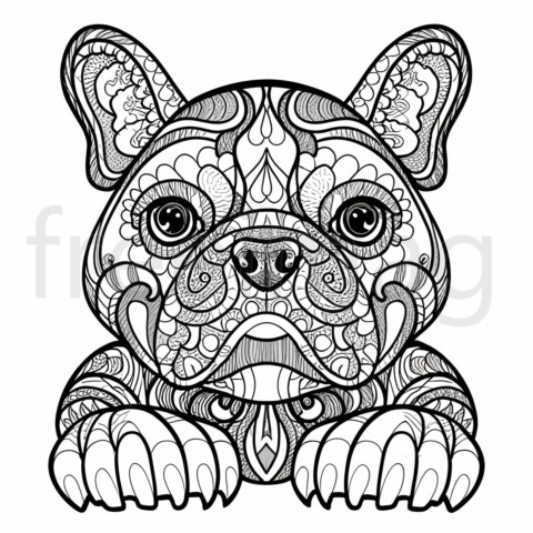 Bulldog, juego nítido para páginas para colorear, líneas nítidas