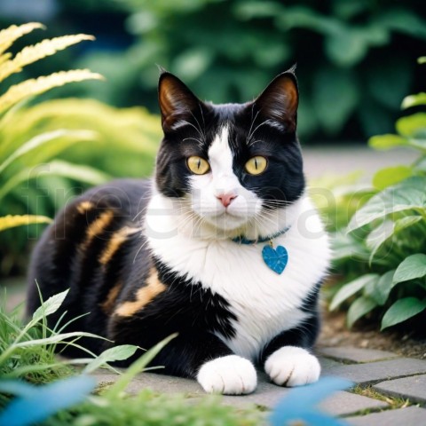 Un gato con un patrón de pelaje único blanco y negro