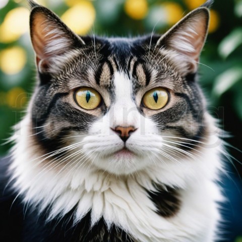 Un gato con un patrón de pelaje único blanco y negro