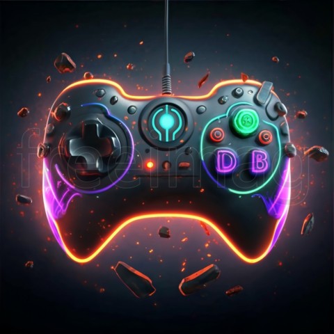 Mando de videojuego de colores con luces